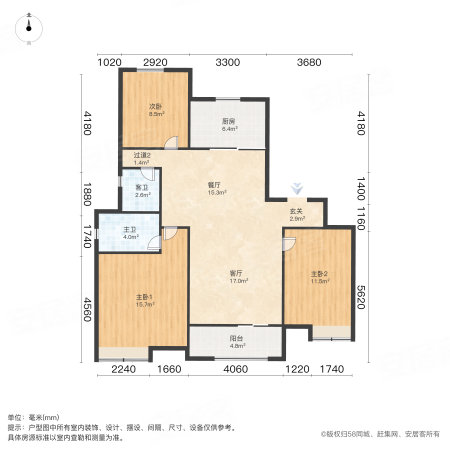 万科金域华府(二期)3室2厅2卫125.09㎡南176万