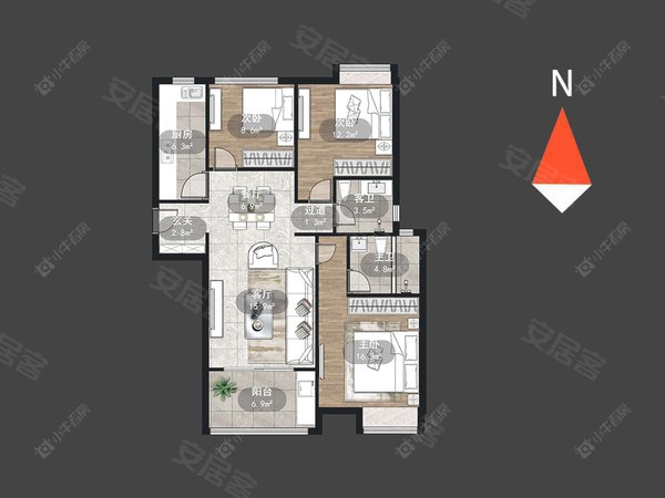 【多图】绿地香奈,西太湖租房,绿地香奈 3室2厅1卫 电梯房 107平 南北