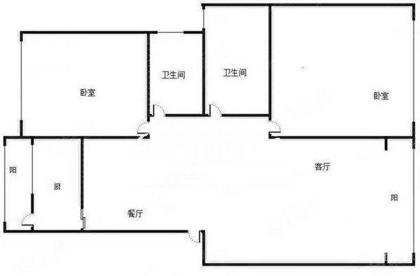 南城美域2室2厅2卫96㎡东北37.8万