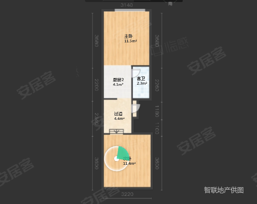 西关尚品2室2厅2卫34㎡南北52万