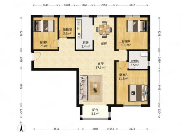 北京石景山杨庄叠翠庭苑(一区)6号线西黄村站叠翠庭院正规三居出租