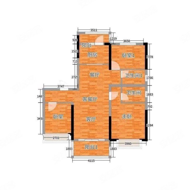 新密碧桂园3室2厅2卫125㎡南北125万