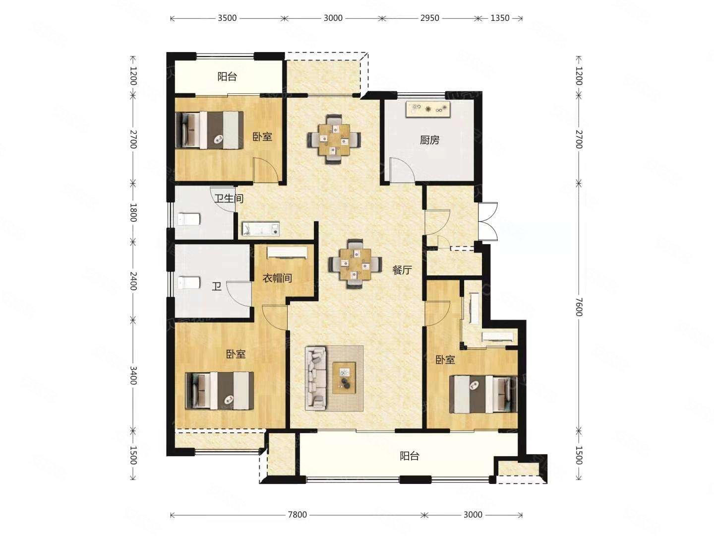 帝煌山庄3室2厅2卫137㎡南北45万