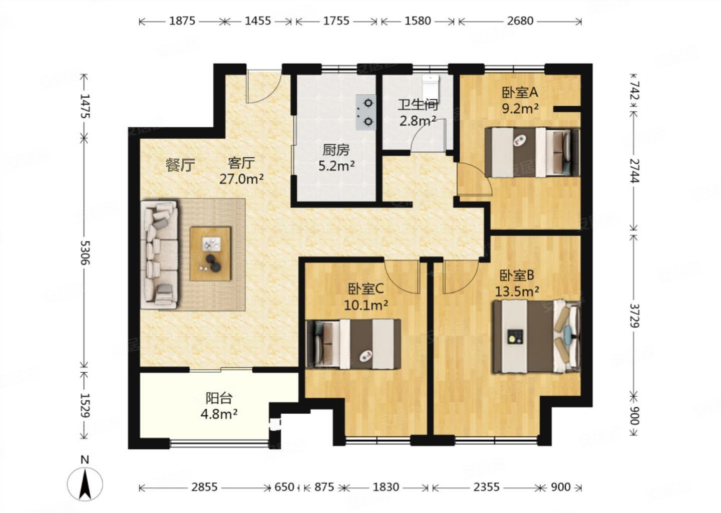 万科城经典三室户型采光视野低价诚意出售