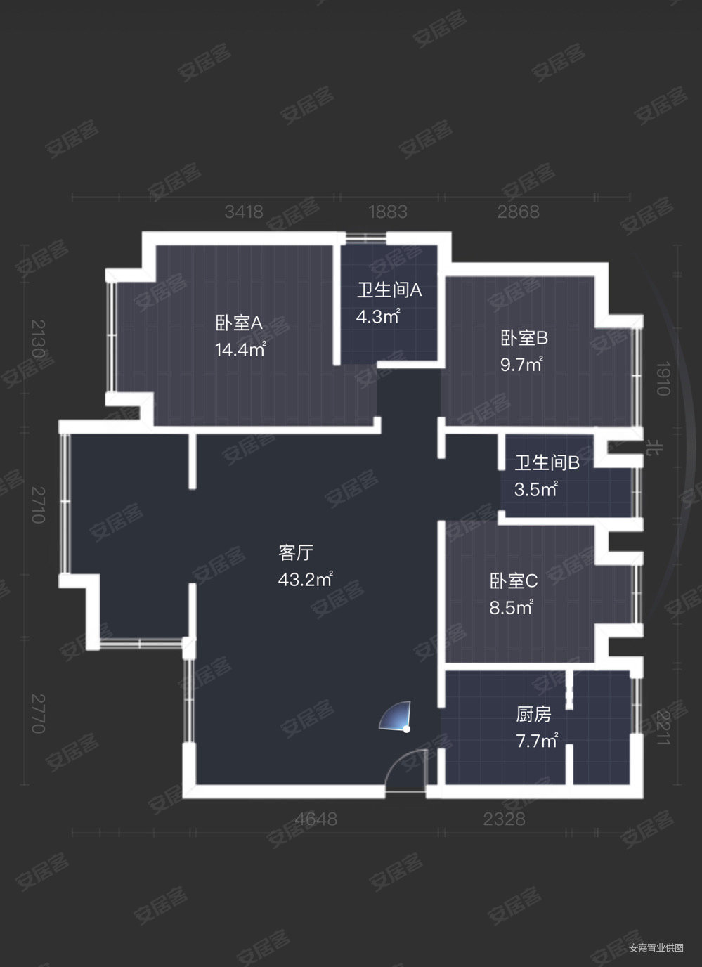 山水华府百合园(公寓住宅)3室2厅2卫115㎡南北120万