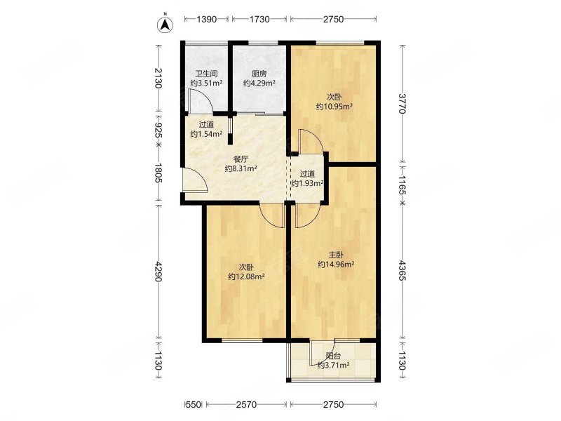 邮专宿舍3室1厅1卫73㎡南北140万