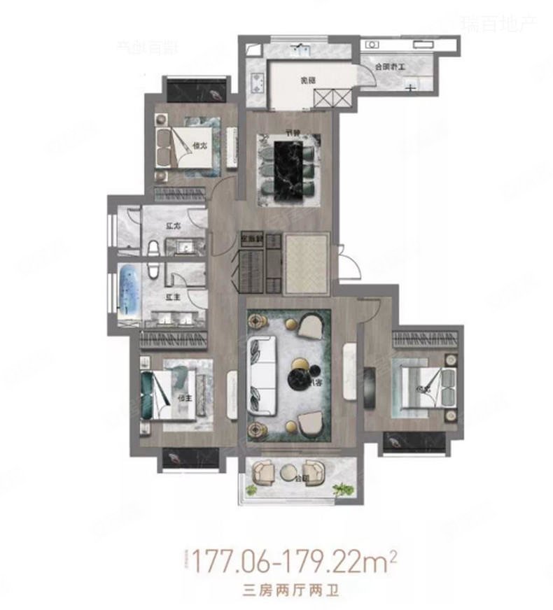 这是一款特别的户型,性价比拿捏的不错,弘久新弘北外滩二手房,1488万