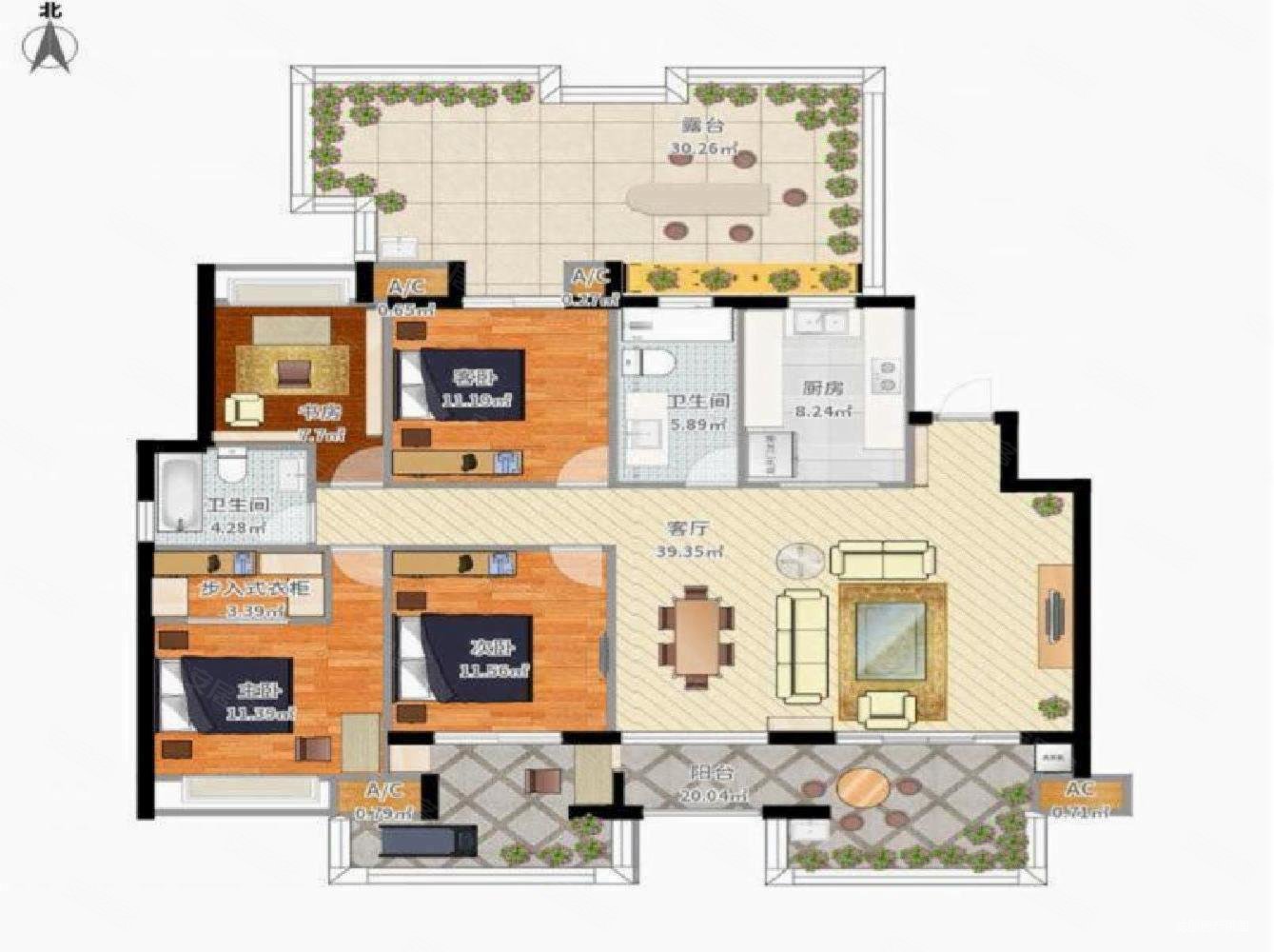 包税中海珑玺洋房带露台138平毛坯大四房330万