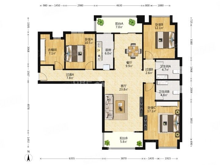 中海紫御华府4室2厅2卫精装好房配套成熟楼层好
