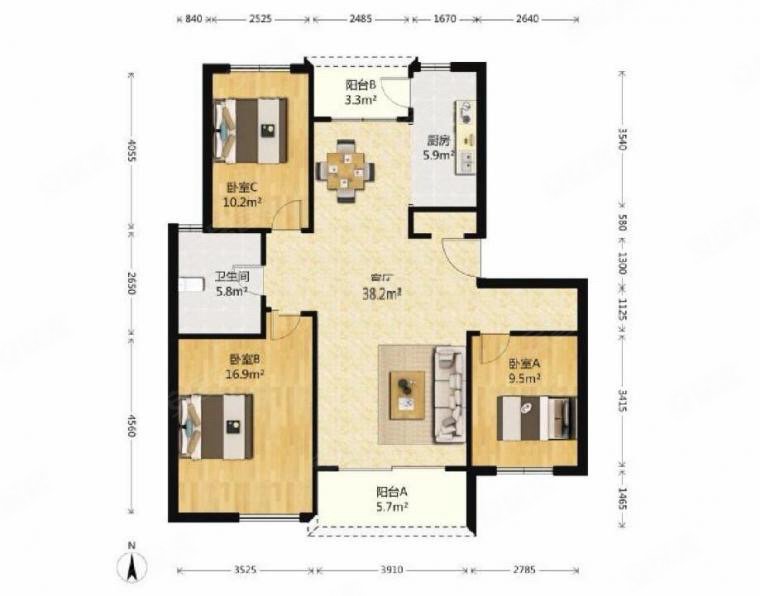 星湖湾电梯洋房飞机户型双阳台1358万送车位