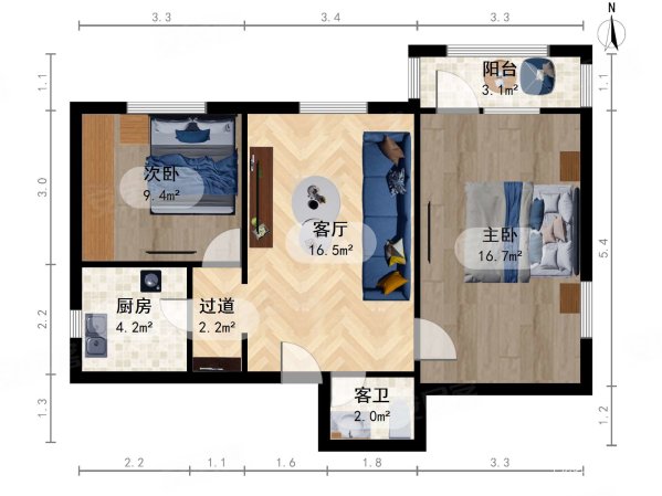 普惠南里3室1厅1卫69.5㎡东北610万