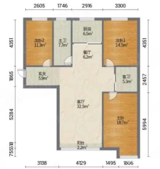 城建沁园3室2厅1卫96㎡南北75万