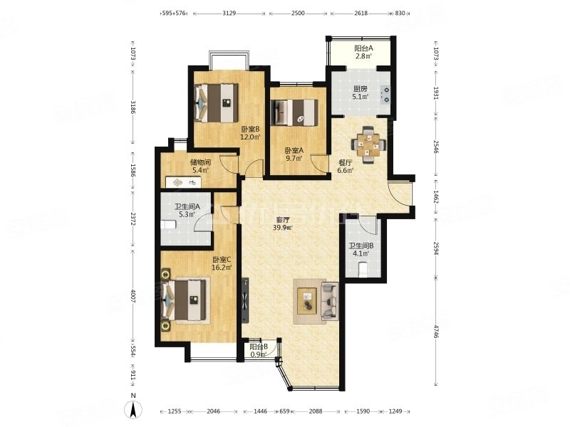 珠江帝景南北三居 价格可谈高层无遮挡 业主