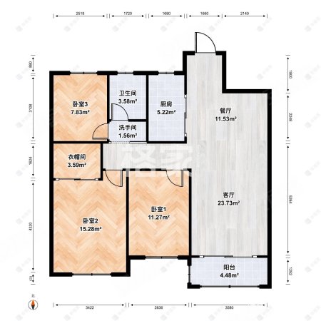 伟星幸福里3室2厅1卫113㎡南北152万