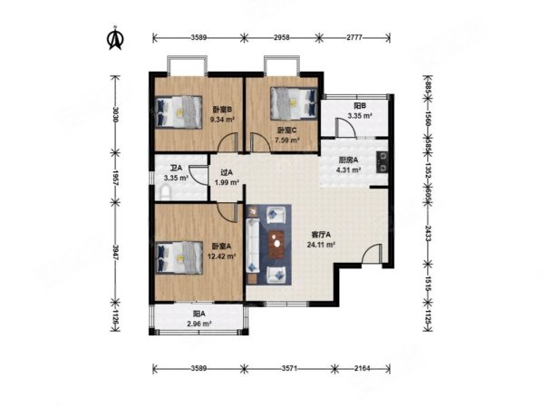 此房税费低空港吉祥花园精装3室比同户型单价低