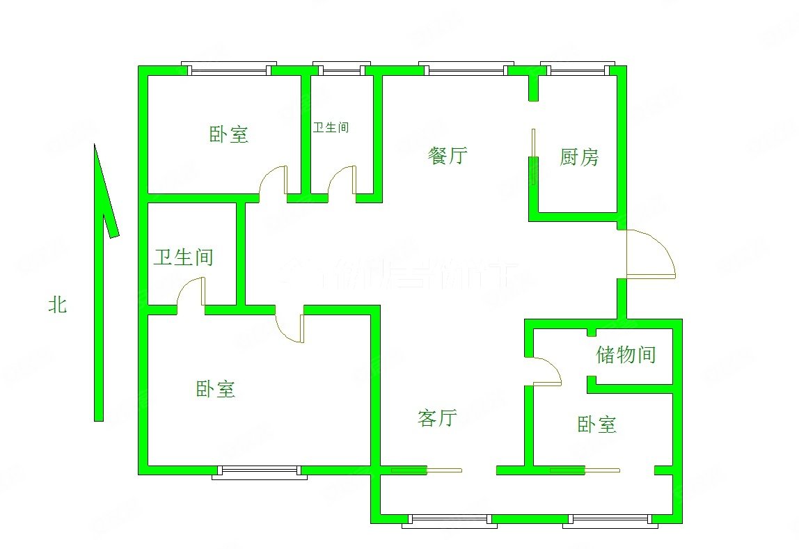 万福祥苑南北通透138平3室毛坯看房方便有钥匙