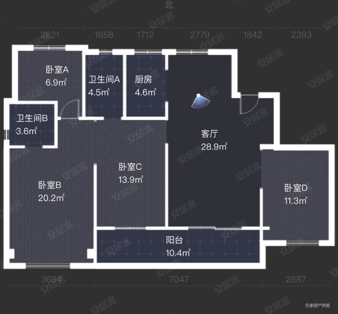 柏悦湾前排看海景四开间朝南户型,中梁柏悦湾二手房,332万,4室2厅,2卫