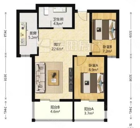 【多图】公园悦府(一区),回龙观租房,正南 2室1厅 公园悦府(一区)