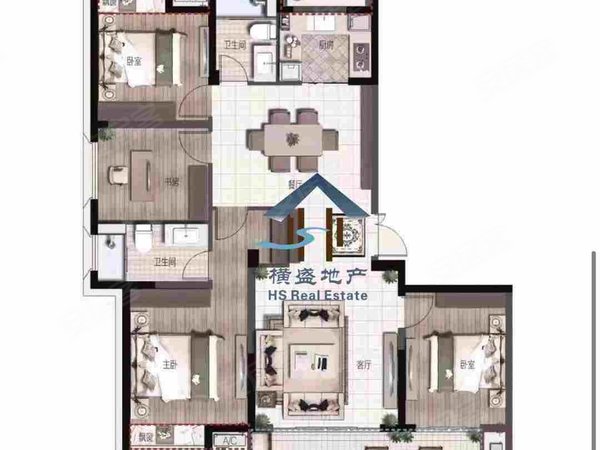 金华东阳横店横店南江府南江府中心位置大4房边套！现代简约风！家具家电齐全！拎包入住出租房源真实图片