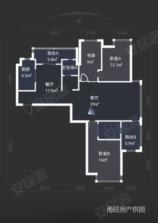 三水湾3室2厅1卫129.95㎡南北330万