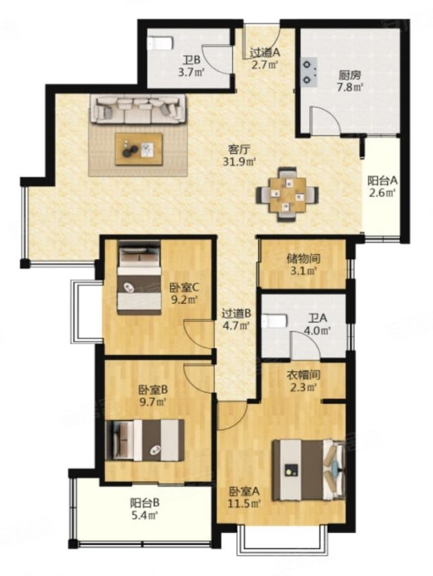 曲江澜山 大三室全明户型 临地铁 南北通透 双卫格局 板楼,曲江澜山