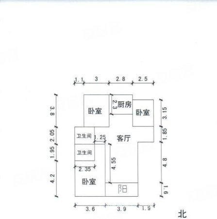 高盛国际花园城3室2厅2卫124.08㎡南北110万