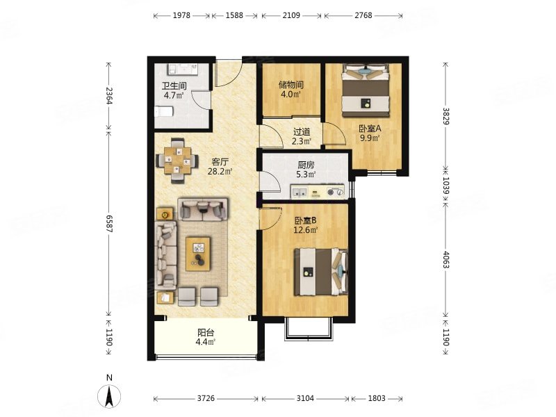满庭芳嘉园精装修大两居集中供暖近地铁楼龄新