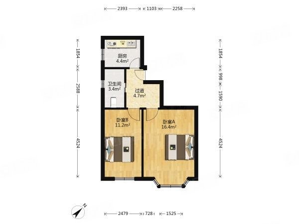 东五小区(虹口)2室1厅1卫64.54㎡南355万