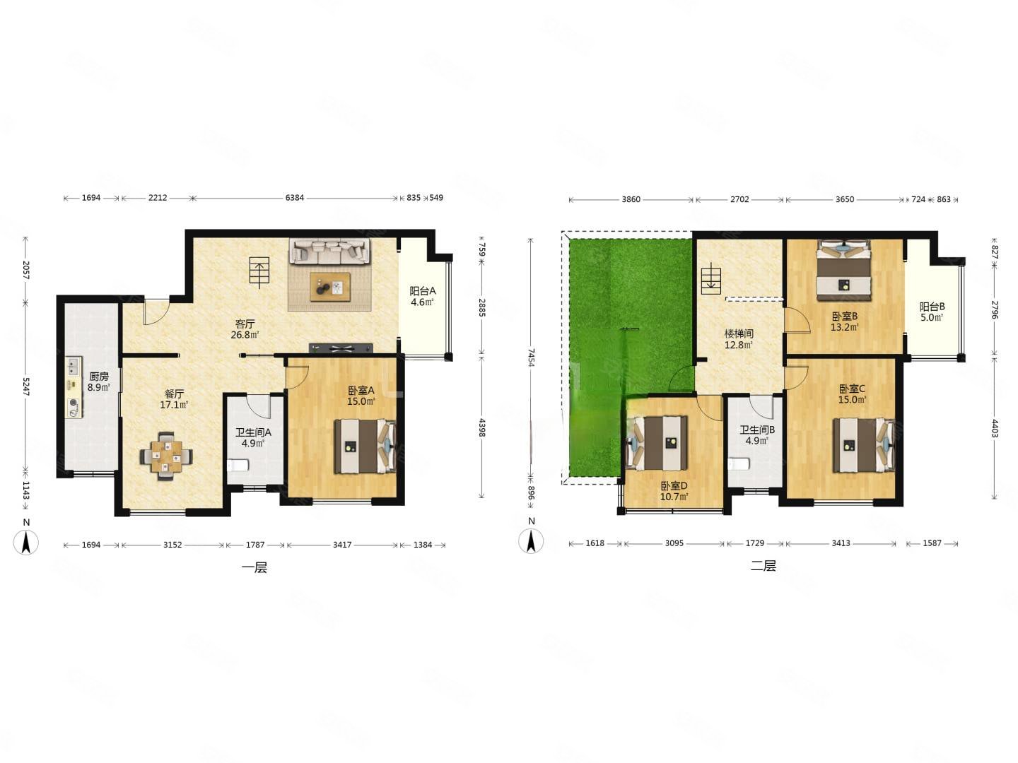 依云谷电梯小洋房带平台花园6米挑高一梯3户小区物业好