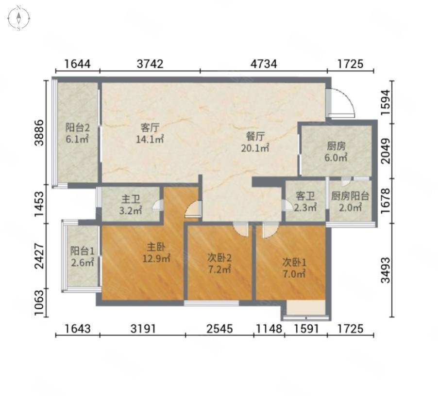 泰丰千花岛3室2厅2卫111.14㎡南209万