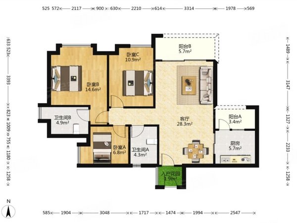 广州荔湾龙溪保利公园九里保利公园九里 3室2厅2卫 107平 电梯房 精