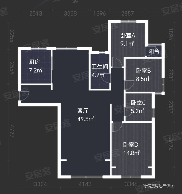 金地艺境小高层 三室两厅两卫 全明户型 楼层好