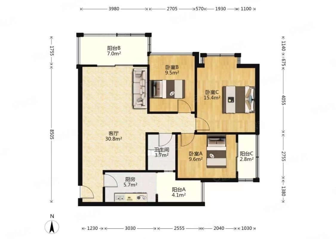装修房套三单卫视野开阔户型方正地铁口旁