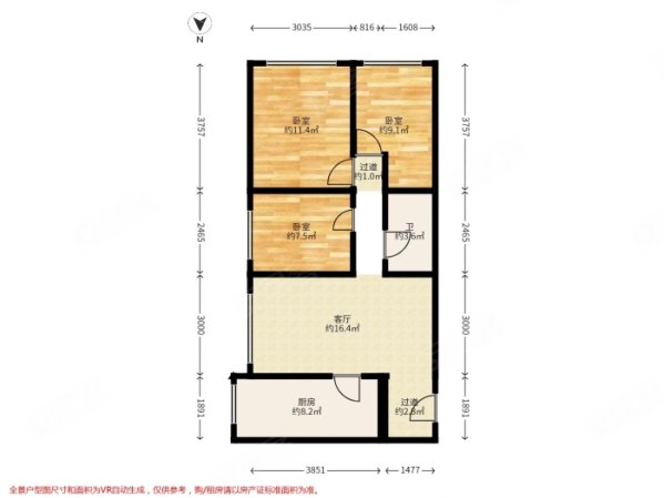 首开畅心园3室1厅1卫90.38㎡东南390万