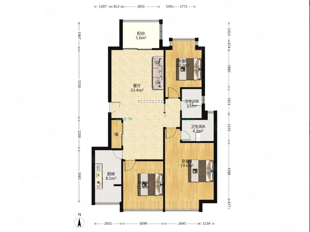 急急奥中新城双本部塞纳丽舍545万三房采光不挡钥匙