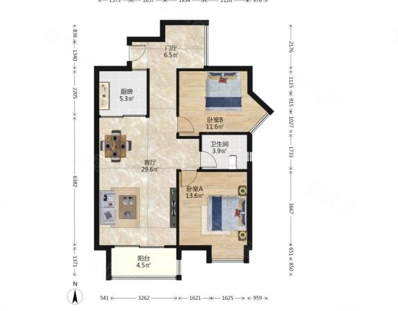 21世纪国际公寓(西区56-68)2室2厅1卫90.48㎡南235万