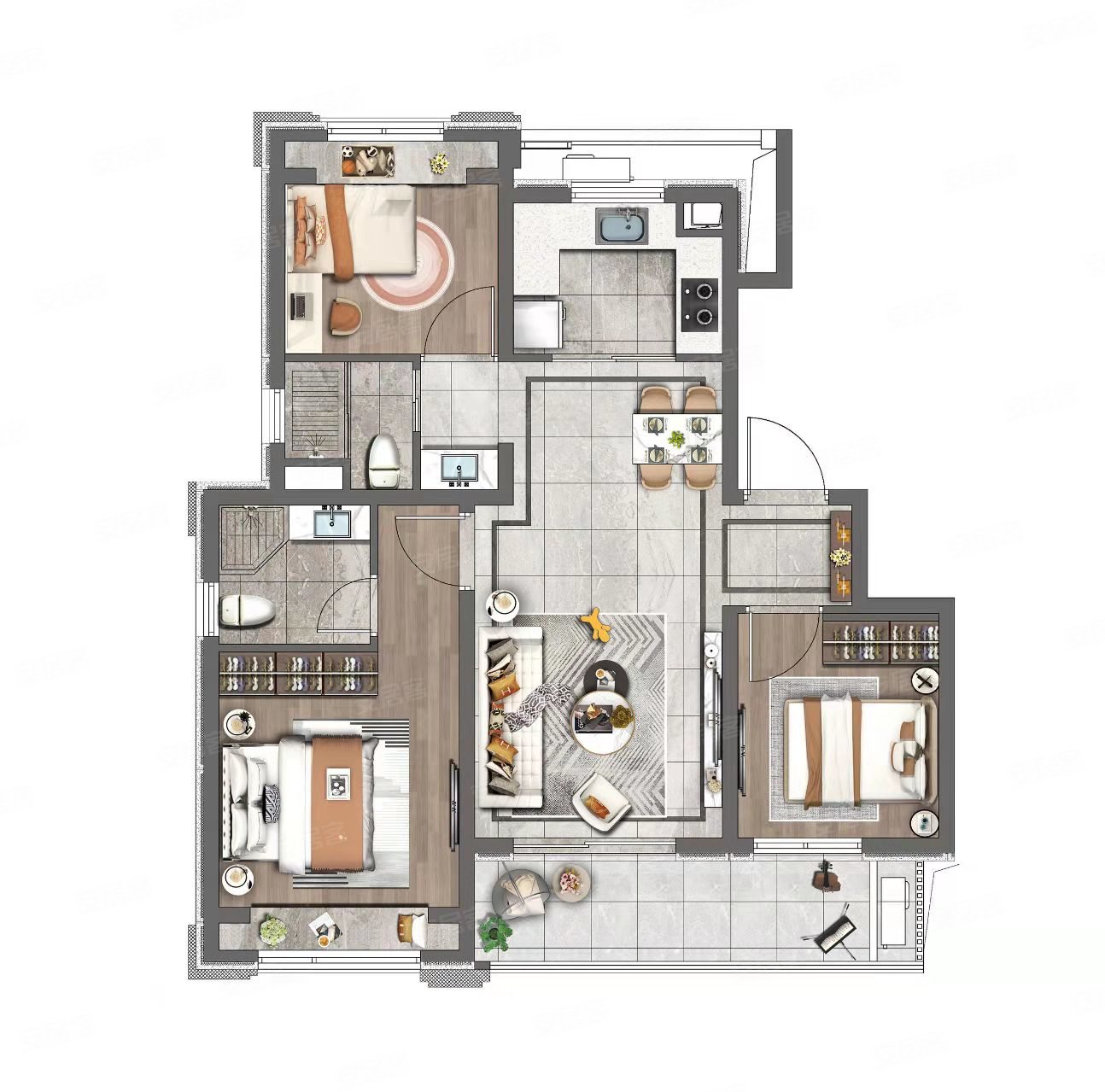 万科启宸3室2厅2卫93.5㎡南北320万