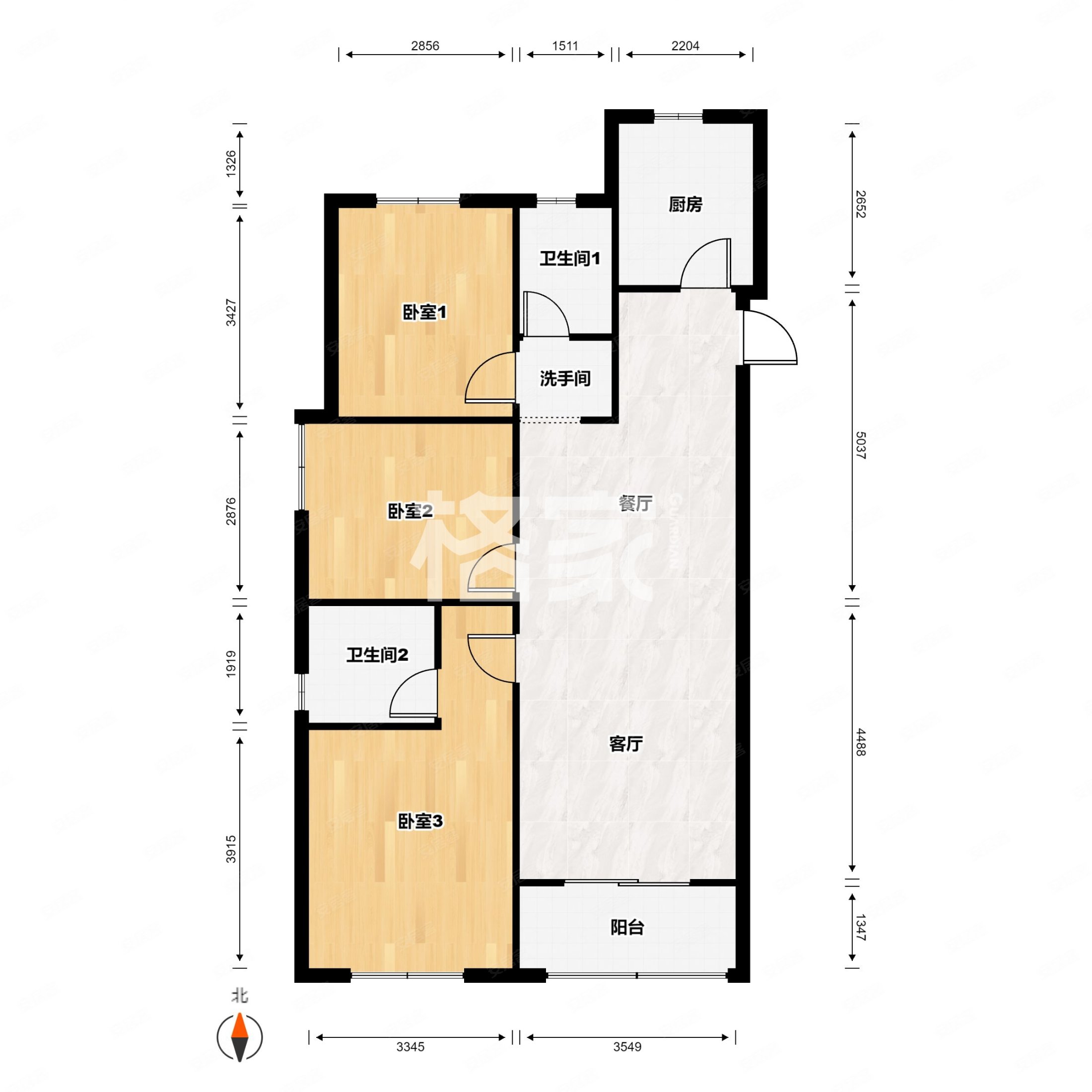 万科城南区3室2厅1卫115㎡南北118万