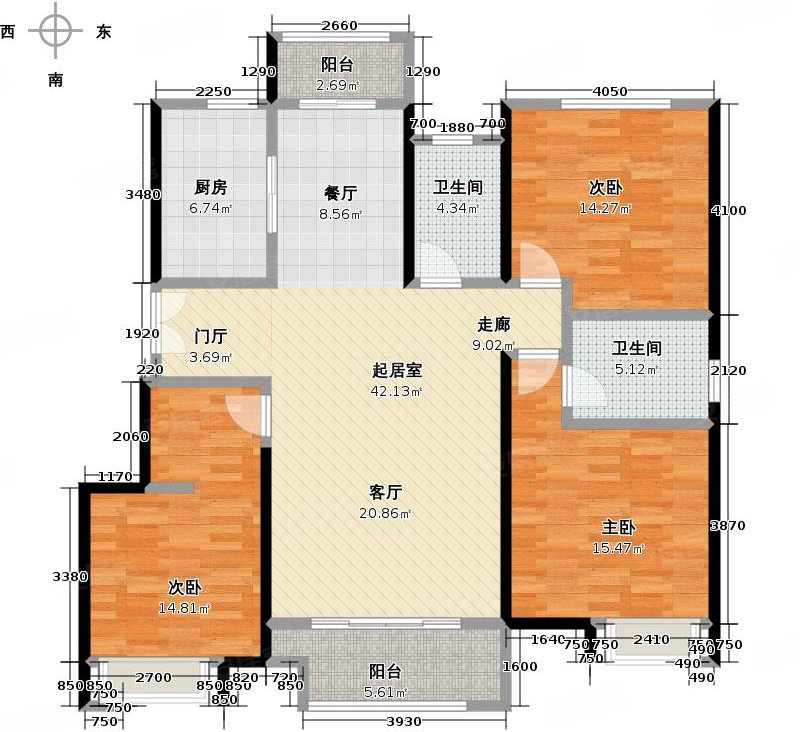 大江观邸3室2厅2卫145㎡南北62.8万