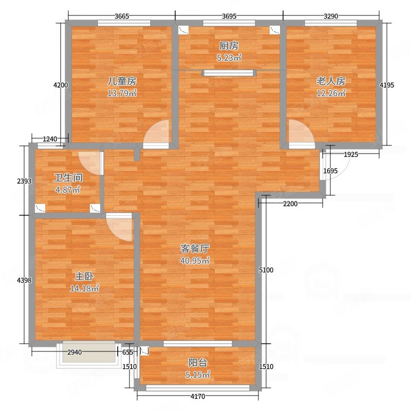 银杏公寓3室2厅1卫111㎡南北60万