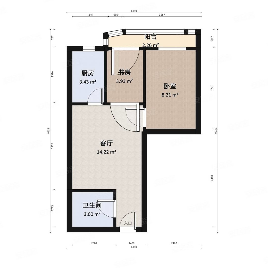 中原新城学府一号2室1厅1卫41.99㎡北115万