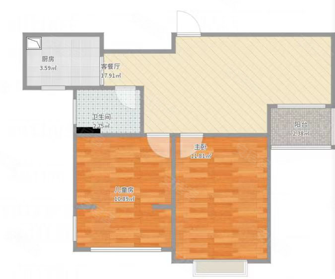 雅合花园2室2厅1卫90㎡南北15万