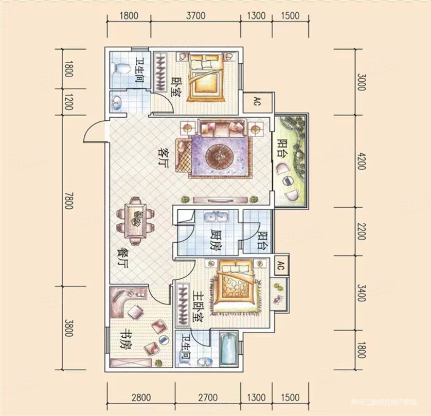 花果园v区精装修3室