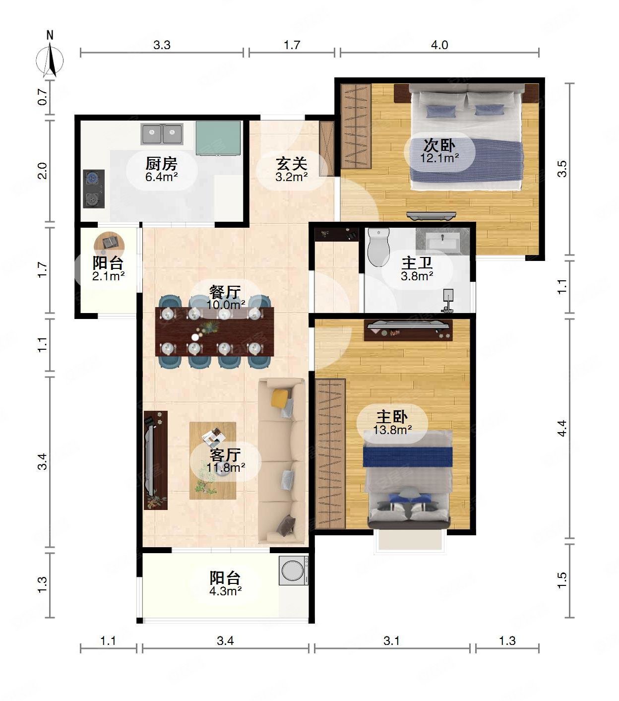 万科翡翠滨江一期2室2厅商品房电梯房大两房