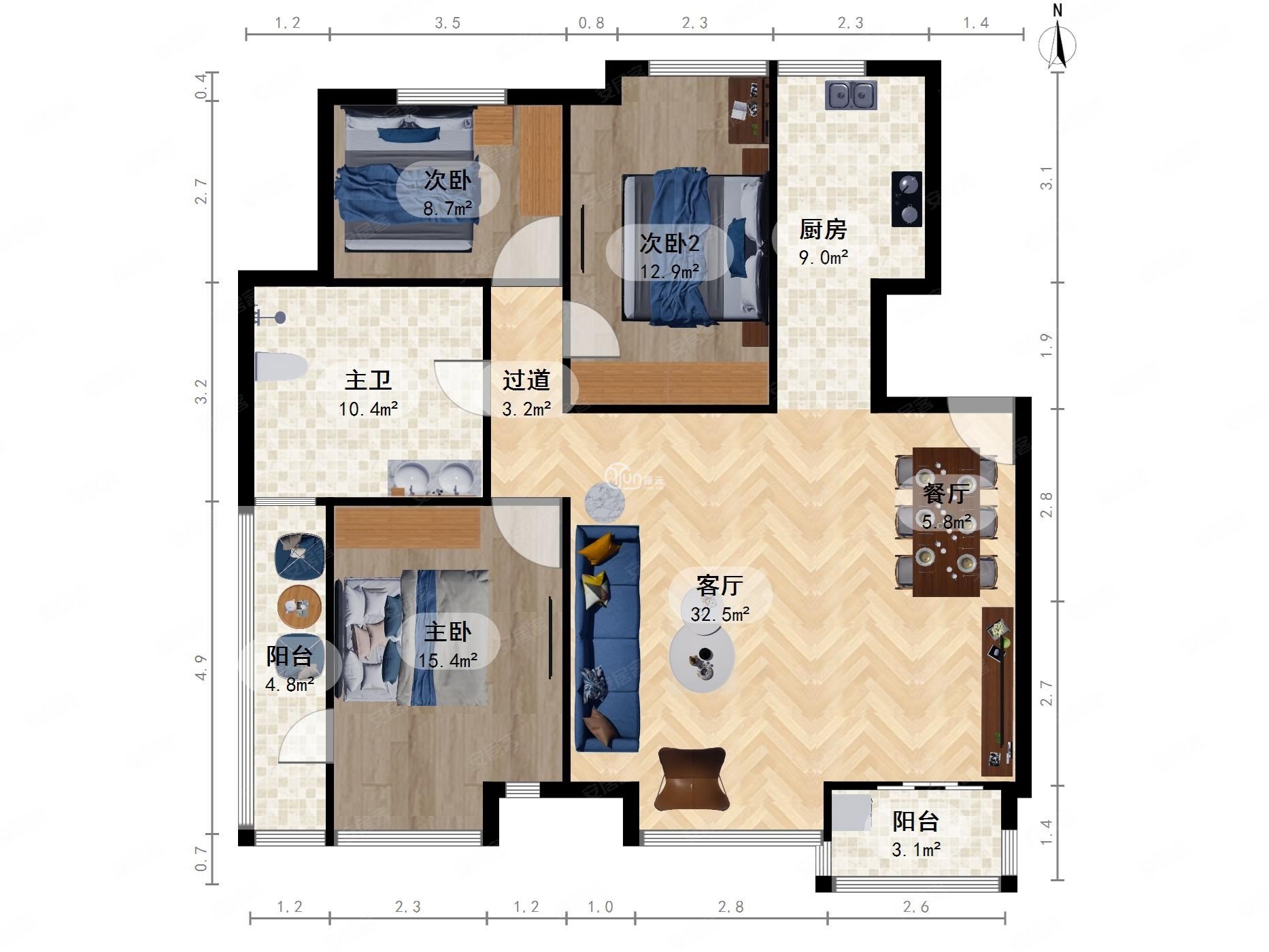 万科假日风景洋房大三居中间楼层精装干净