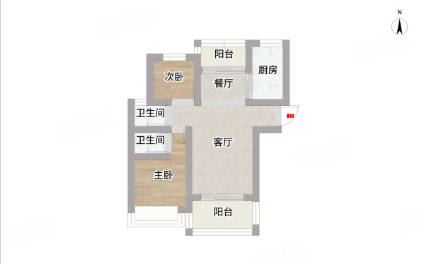 大华颐和华城(公寓住宅)2室2厅2卫110.19㎡南北728万