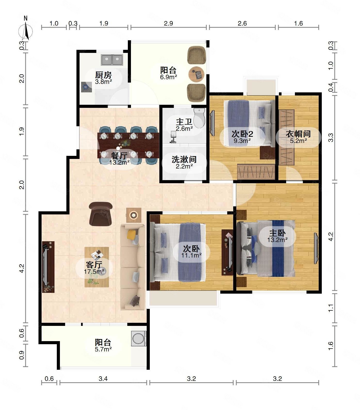 双卫 满五 精装好房 有电梯 南北通透,联投龙湾(一期)二手房,110万,3