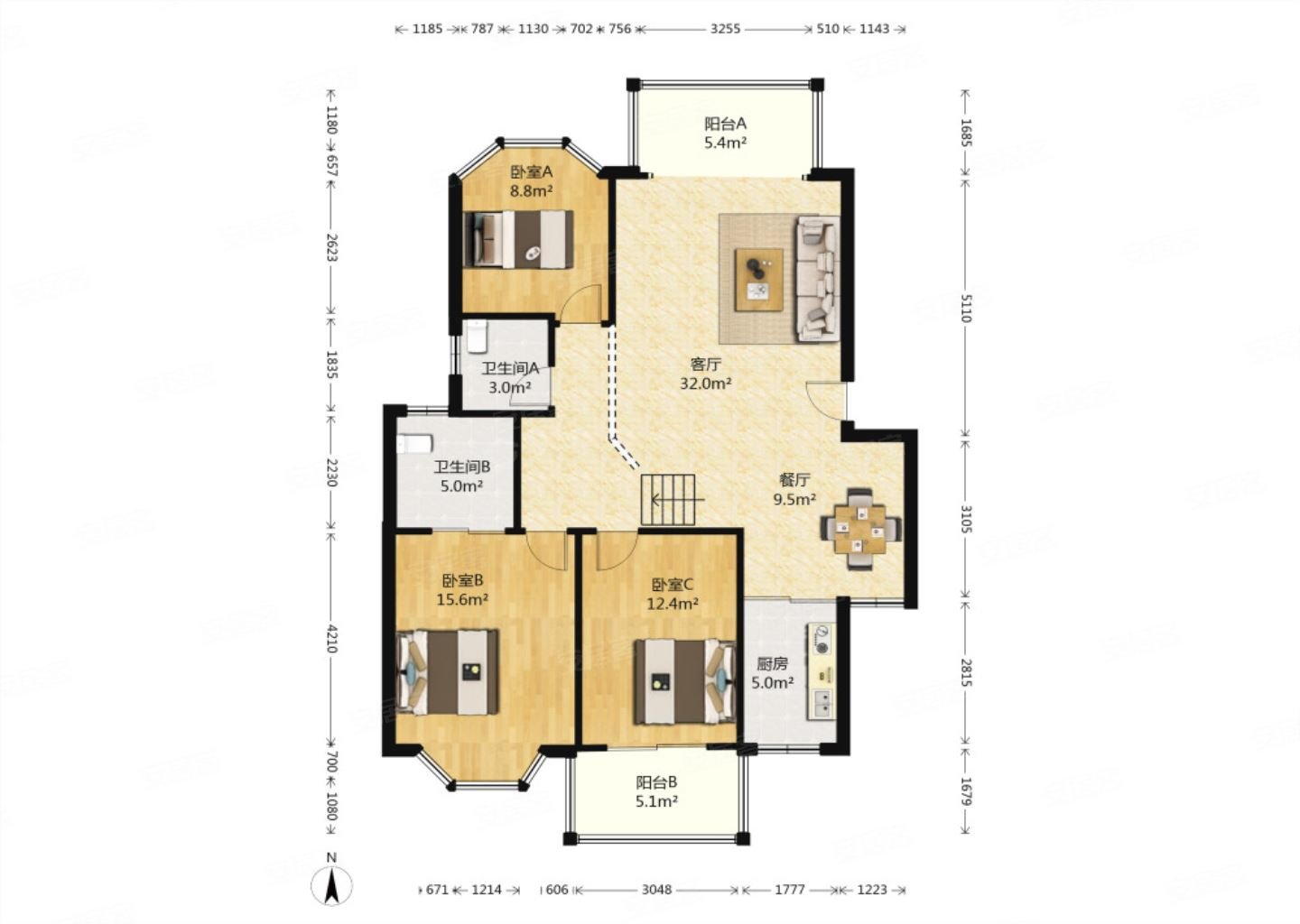 精装修121平南北通透山水人家一二期居家自住保
