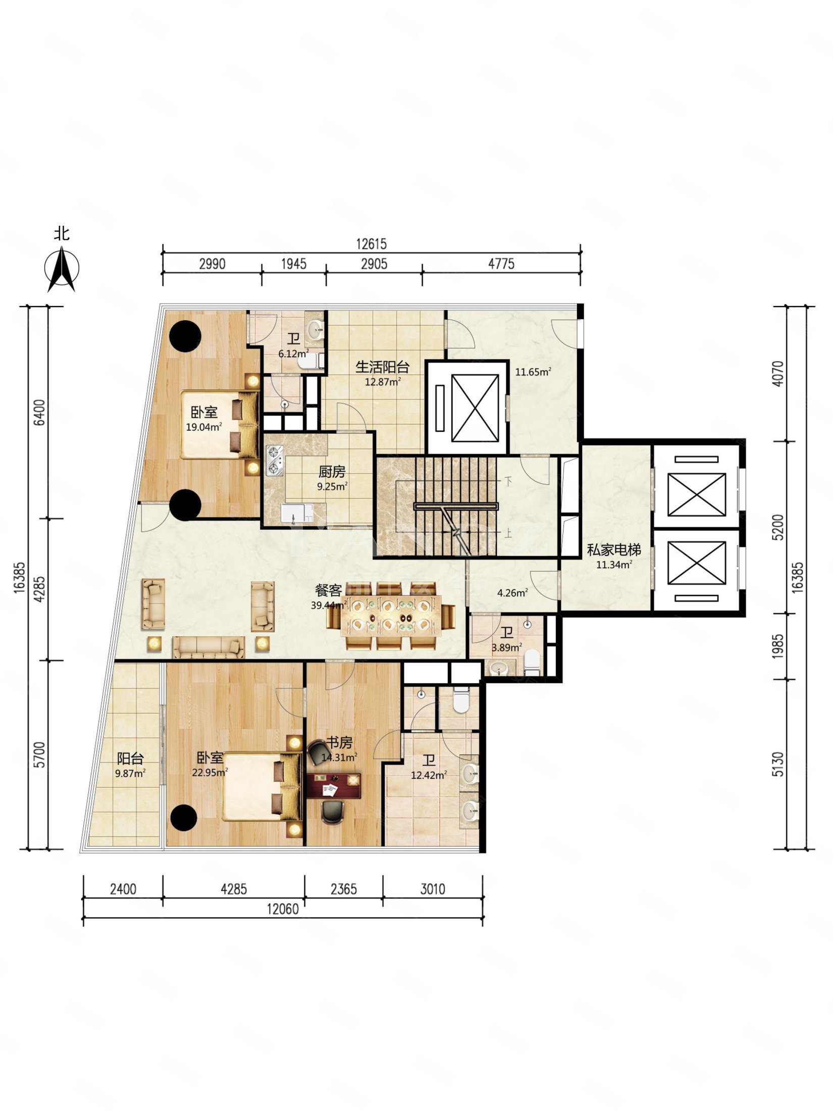 深圳湾一号2室2厅3卫209㎡南北4000万