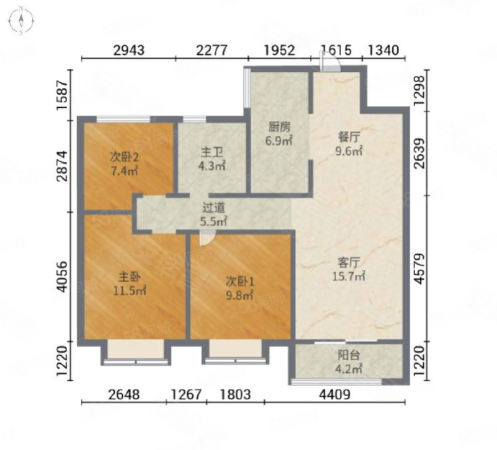 华润置地未来城市DK3观礼3室2厅1卫99.43㎡南北224万